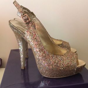 Multi colored Gold Sparkle 5inch Heels